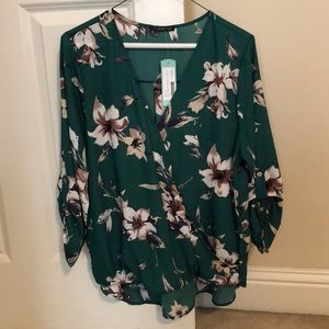 Green floral West Kei blouse.